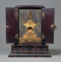 Shrine with Reliquary and Ornamentation of a Stupa for the Hōkyōin Darani, with the Lotus Sutraimage