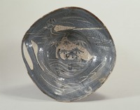 Gray Shino bowl with picture of wagtailimage